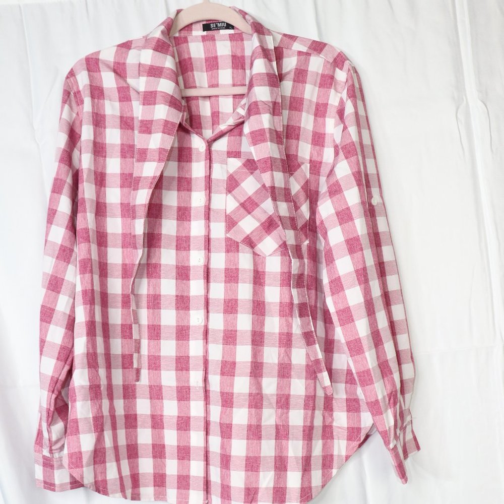 Plaid Button Down with a Bow